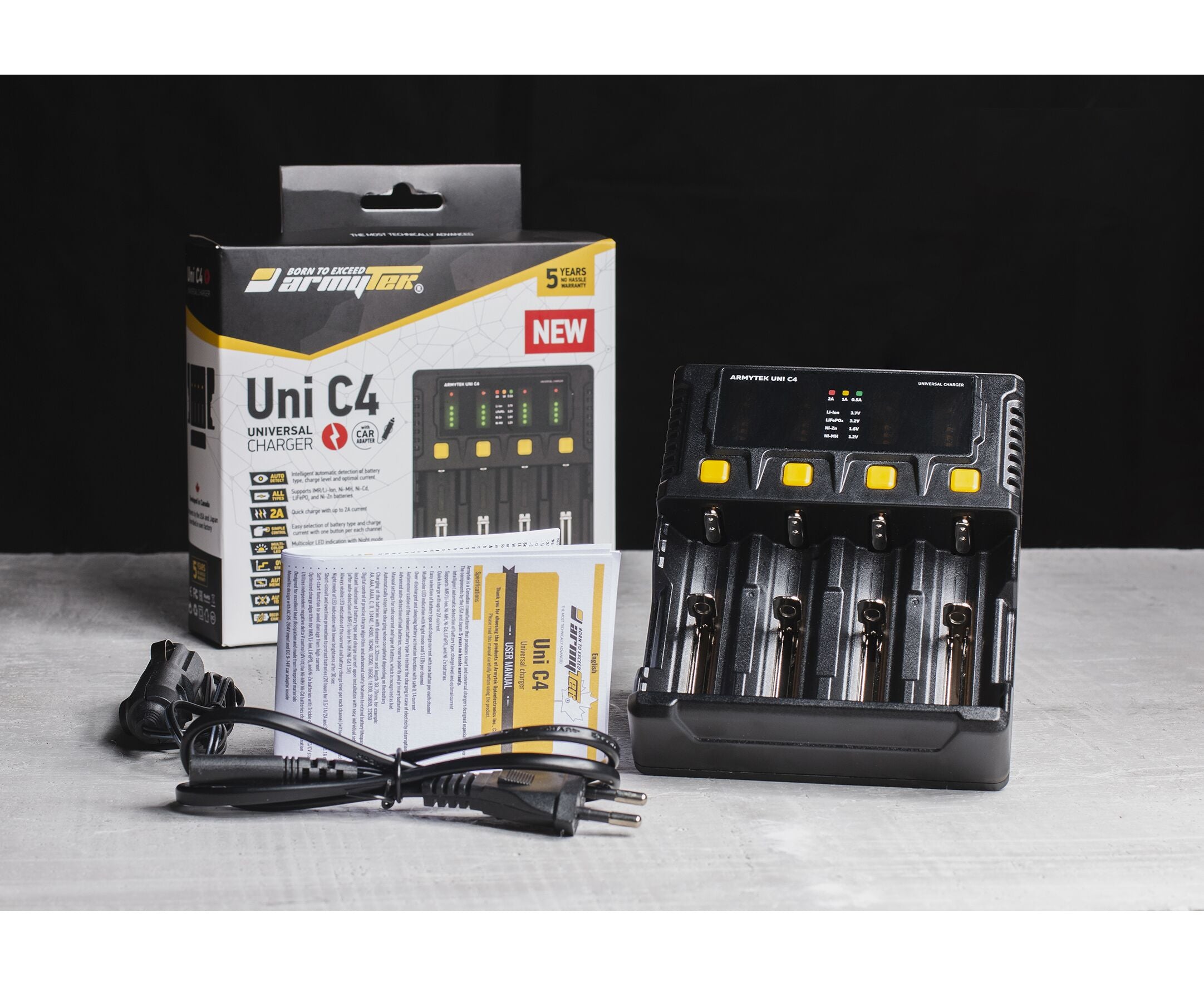 Armytek | Ladegerät |  Uni C4 Plug type C + Fahrzeugadapter