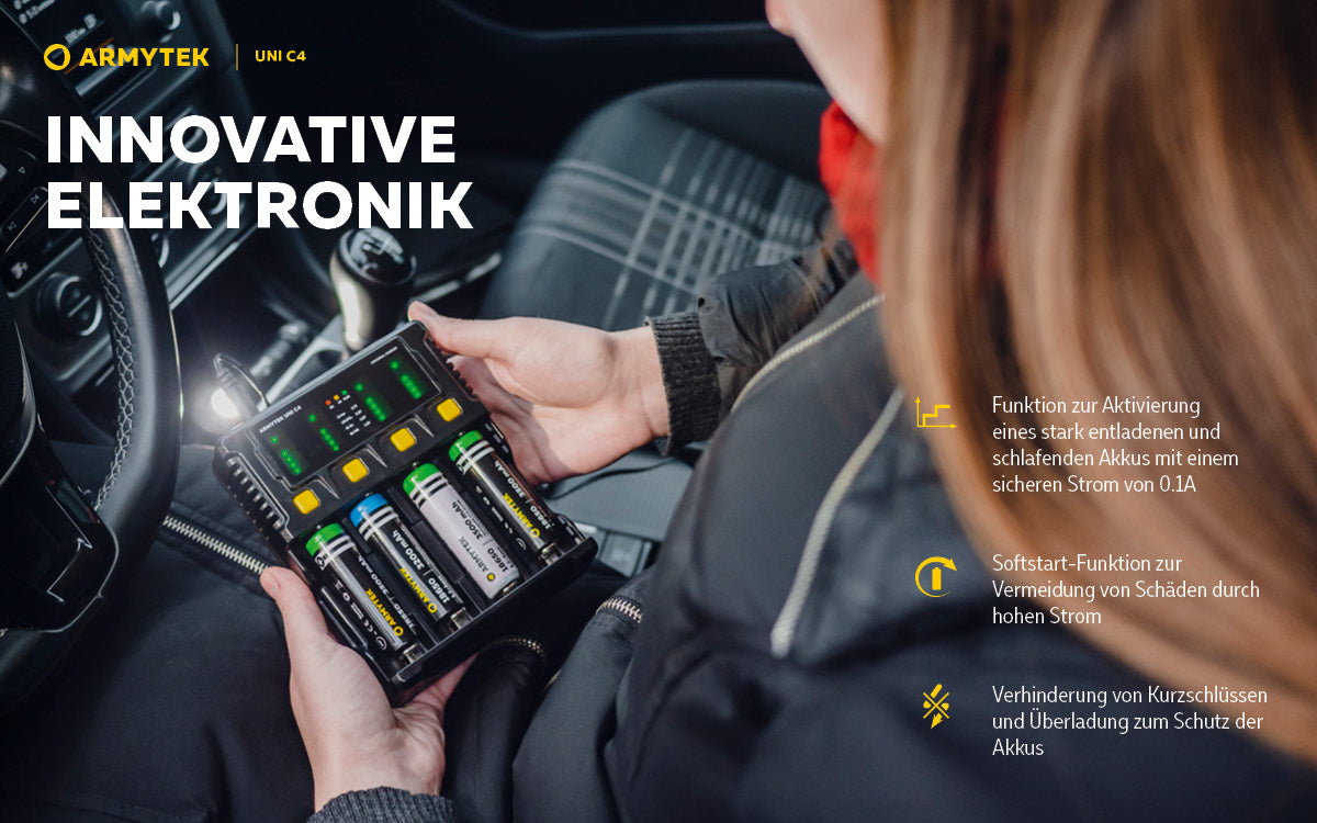 Armytek | Ladegerät |  Uni C4 Plug type C + Fahrzeugadapter