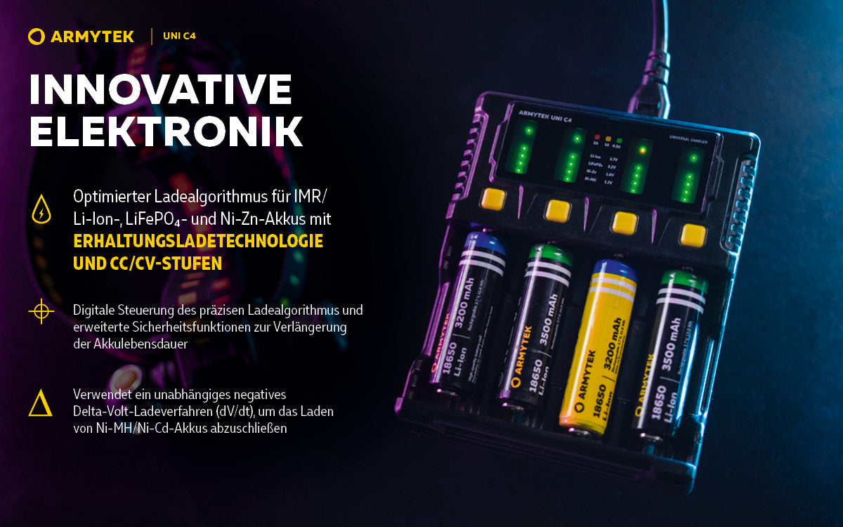Armytek | Ladegerät |  Uni C4 Plug type C + Fahrzeugadapter