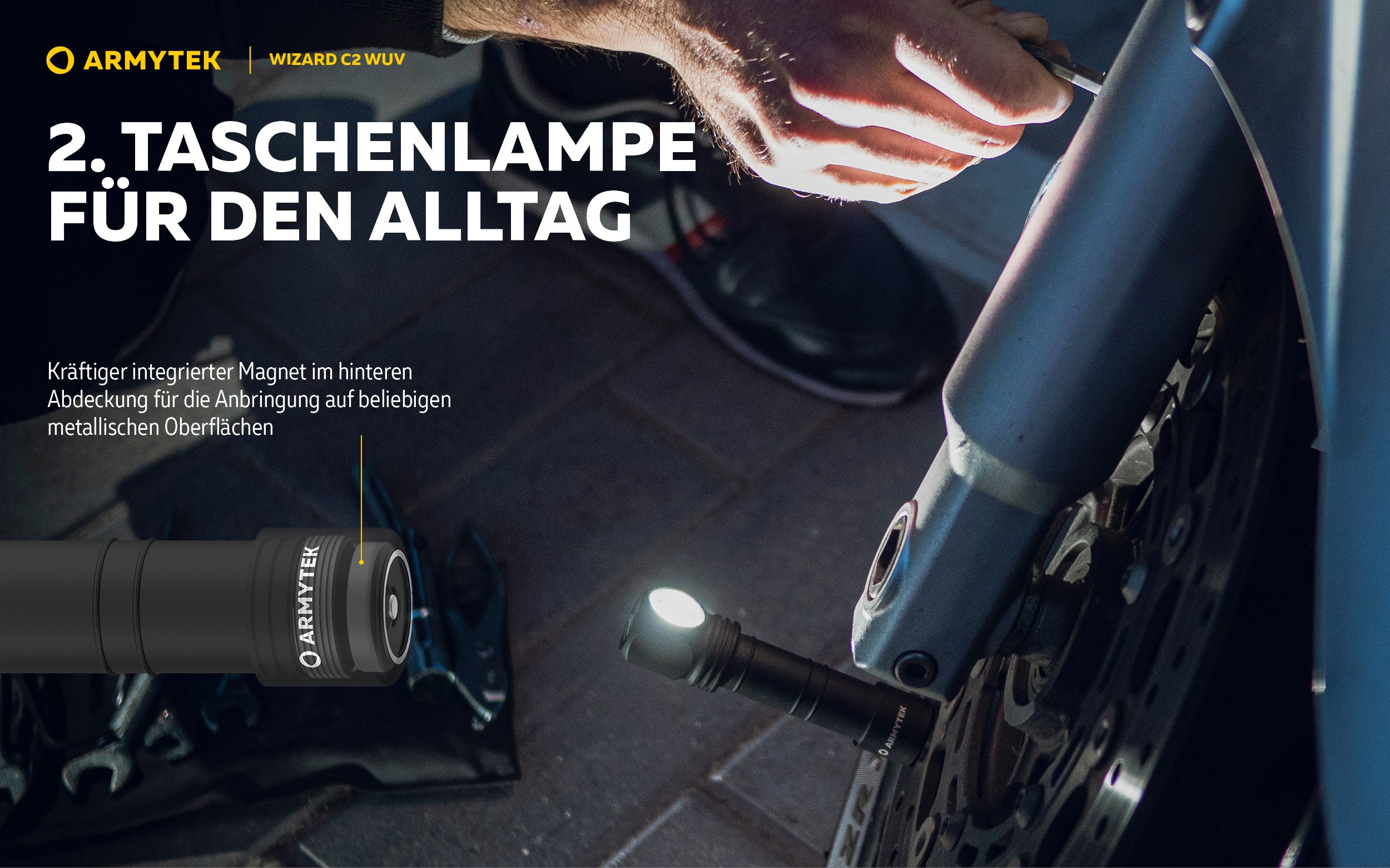 Armytek |  UV Stirnlampe | Taschenlampe Armytek Wizard C2 WUV –  für Jagd / Outdoor / Camping