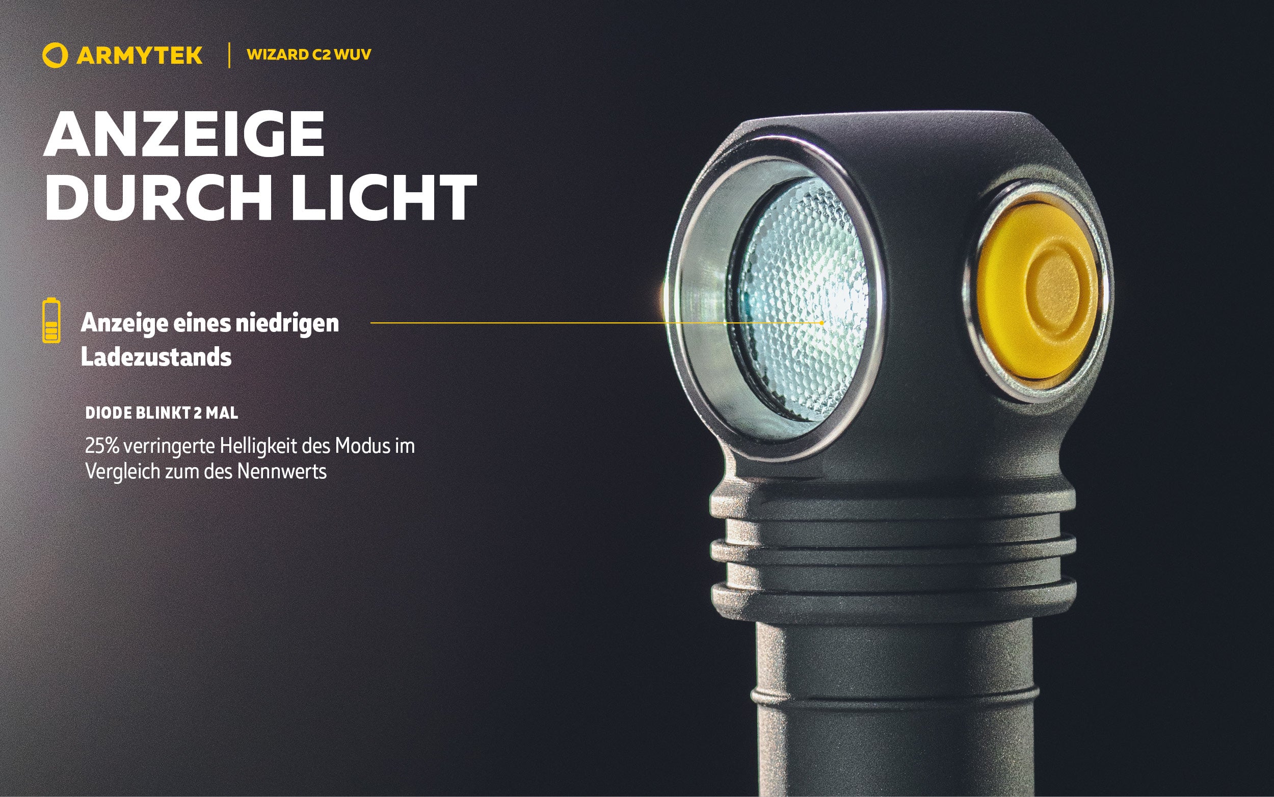 Armytek |  UV Stirnlampe | Taschenlampe Armytek Wizard C2 WUV –  für Jagd / Outdoor / Camping