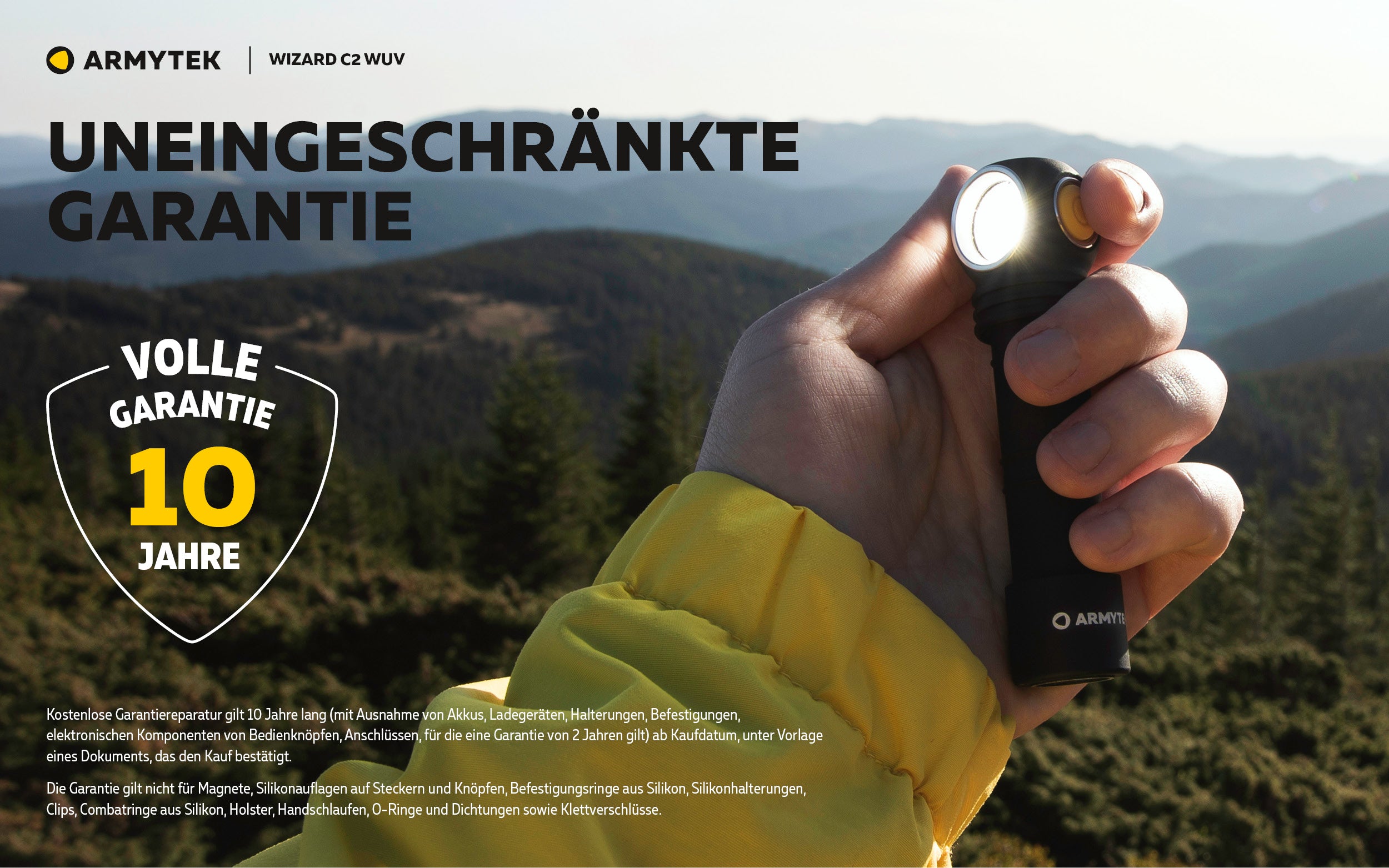Armytek |  UV Stirnlampe | Taschenlampe Armytek Wizard C2 WUV –  für Jagd / Outdoor / Camping